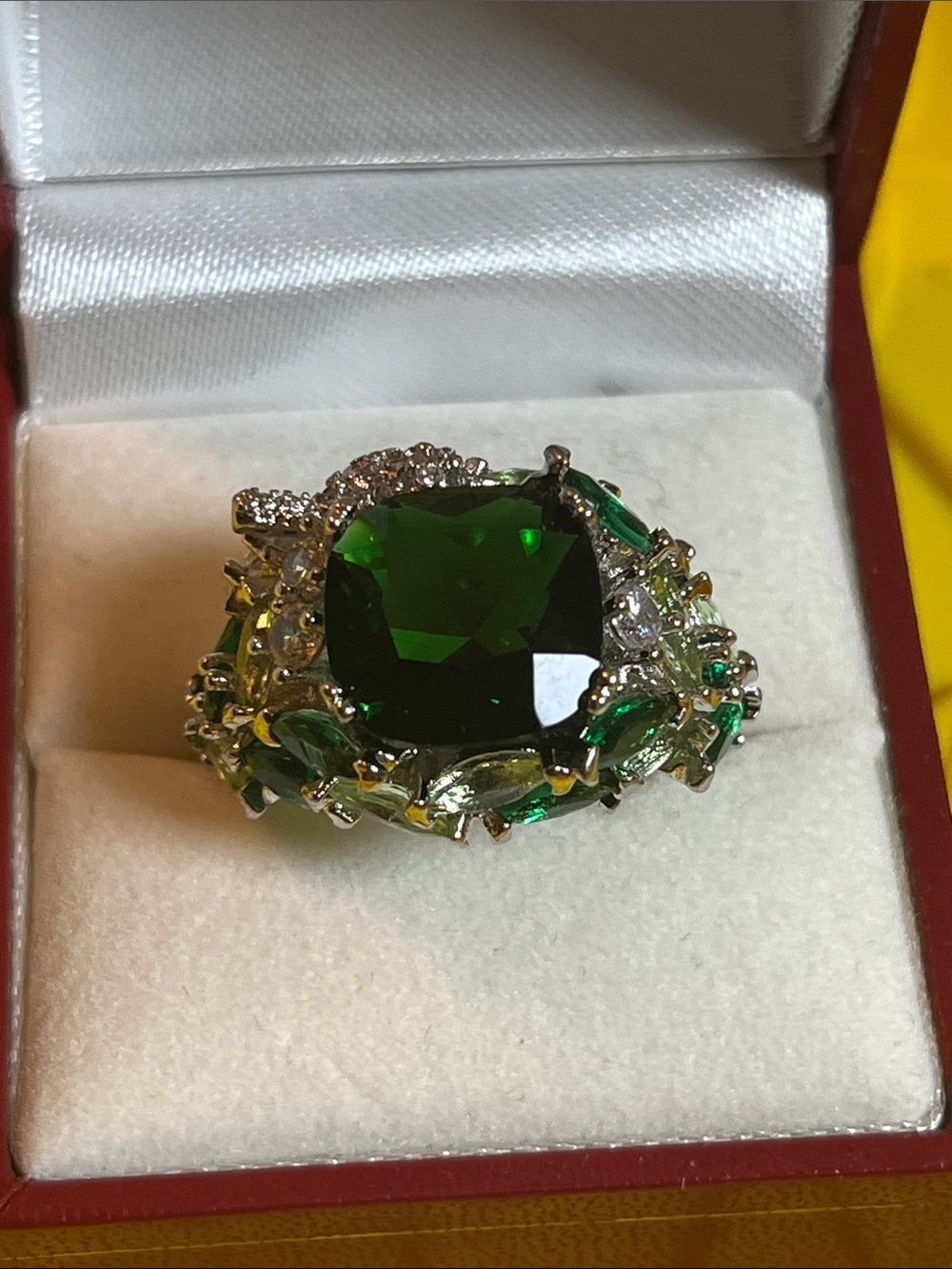 Green Crystal Cocktail Ring - Women Jewelry